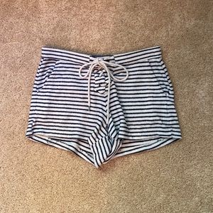 Aerie, size XS, blue/white striped sweat shorts